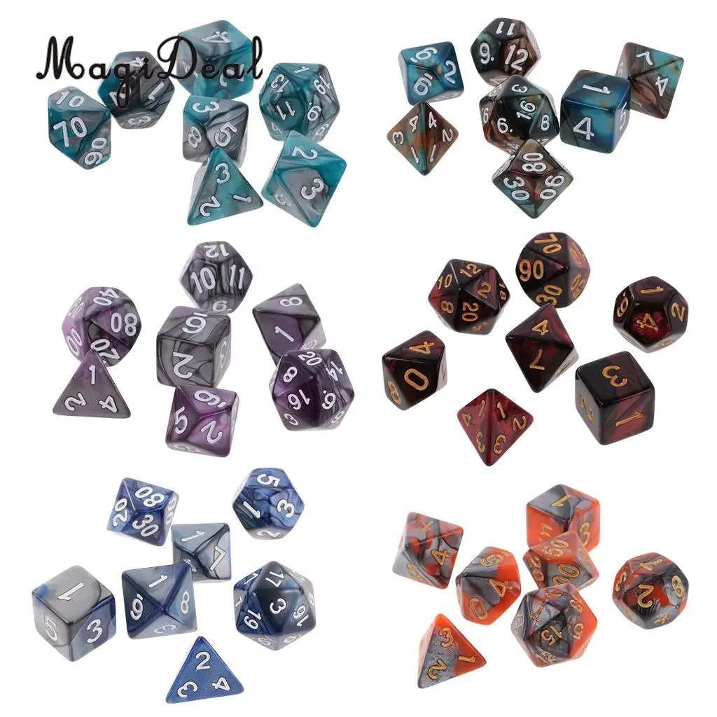 MagiDeal 7 шт./лот акриловые полигедральные кости 16 мм для подземей и драконов