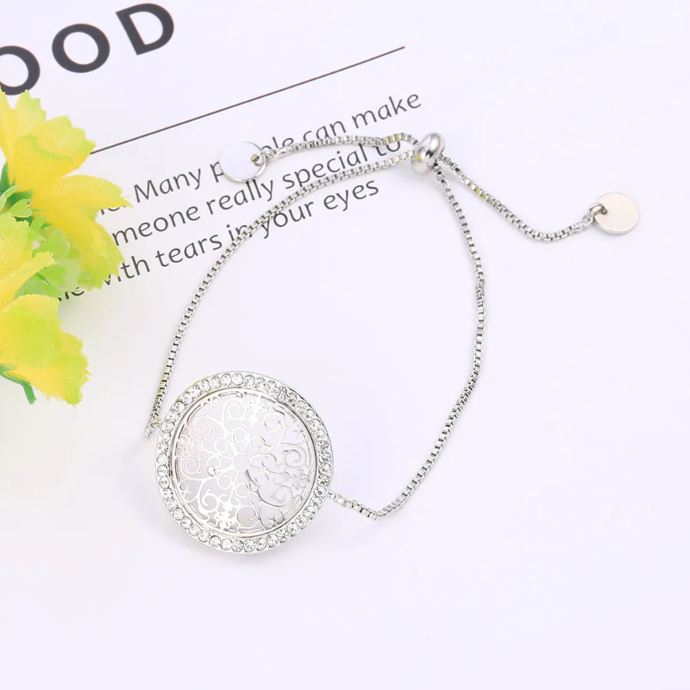 Fashion Rose Gold Crystal Hollow Pattern Bracelet for Women Simple Bohemia Color Adjustable Bangle Tiny Hand Accessory | Украшения и