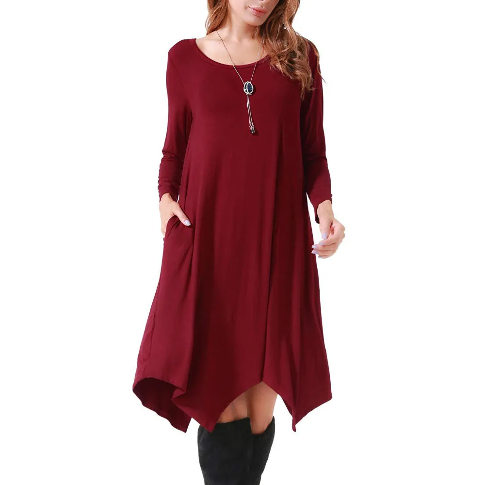 O-neck long sleeve with pocket famous in EU and US hot selling Knee-length dress
O-neck long sleeve with pocket famous in EU and US hot selling Knee-length dress