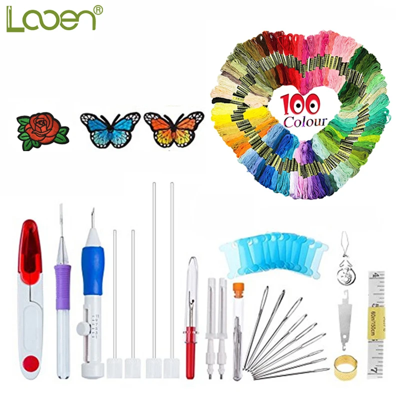 Magic Embroidery Pen Punch Needle Set Embroidery Patterns Punch Needle Kit Craft Tool 100pcs Threads For DIY Sewing Tools
Magic Embroidery Pen Punch Needle Set Embroidery Patterns Punch Needle Kit Craft Tool 100pcs Threads For DIY Sewing Tools