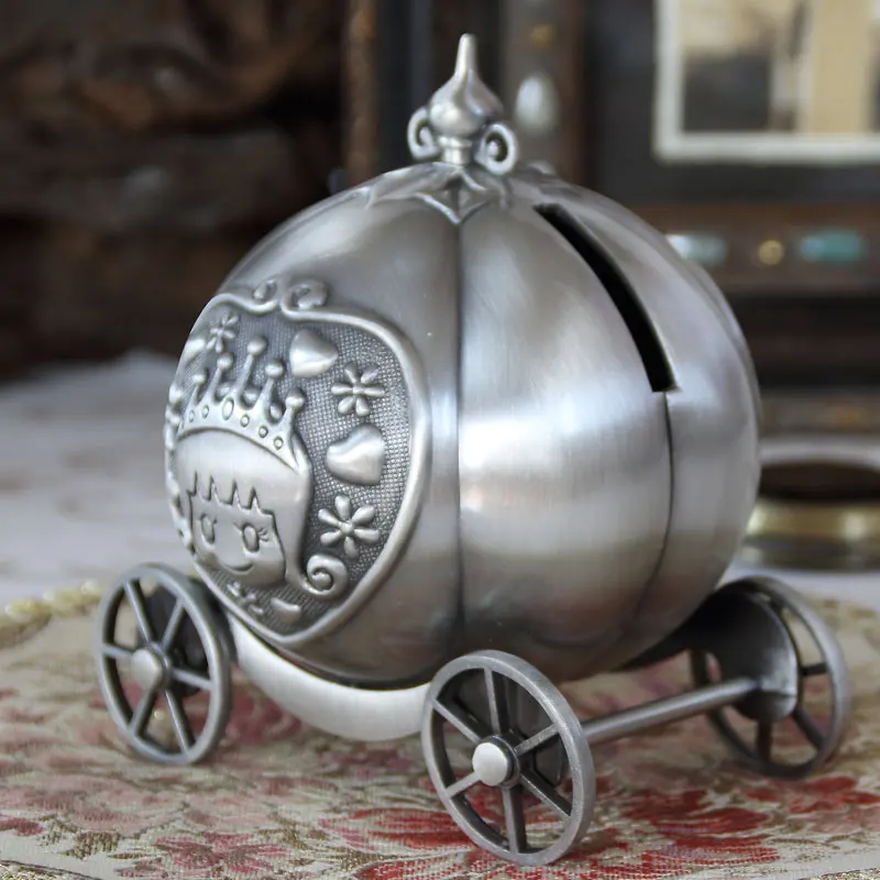 

Creative Cartoon pumpkin carriage metal kids money box kids piggy bank cash box for money for home decoration CXG014