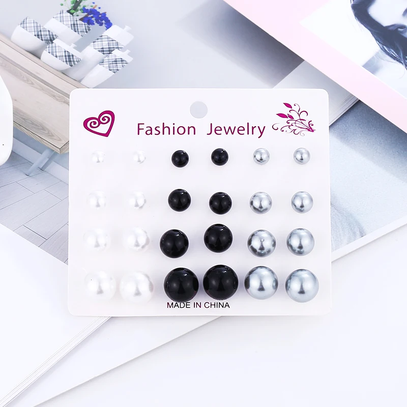 2019 12 Pair Femme Simple Drop White Black Silver Simulated Pearl Stud Earrings For Women Ball Pendiente Girls Fashion Jewelry
2019 12 Pair Femme Simple Drop White Black Silver Simulated Pearl Stud Earrings For Women Ball Pendiente Girls Fashion Jewelry
