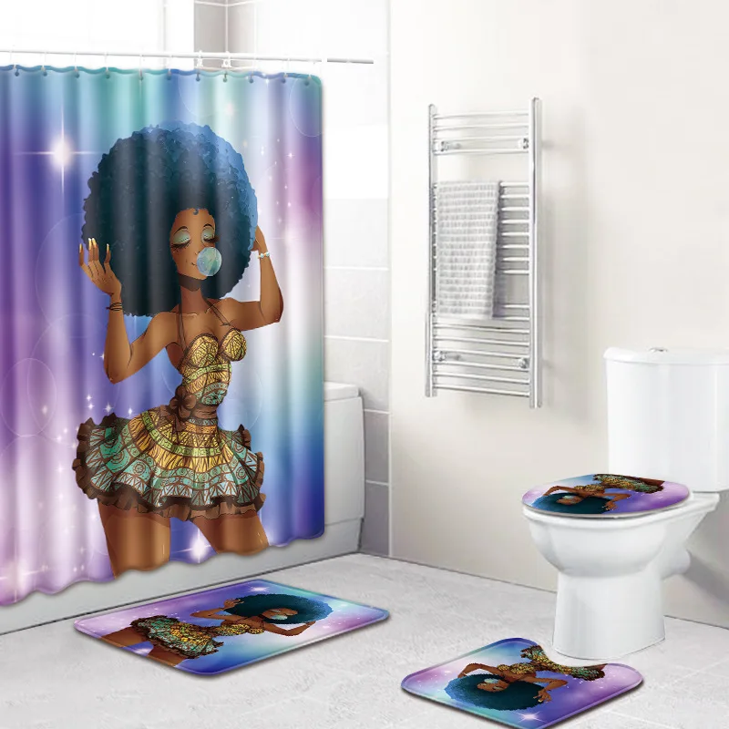 American style Beautiful girl shower curtain set polyester waterproof shower curtain 180x180cm with bathroom mat 4pcs/set
American style Beautiful girl shower curtain set polyester waterproof shower curtain 180x180cm with bathroom mat 4pcs/set