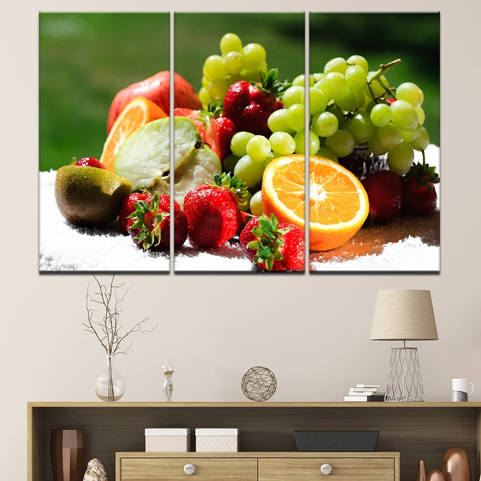 Фото Картина на холсте для всех видов свежих фруктов 3 шт. Настенная - купить