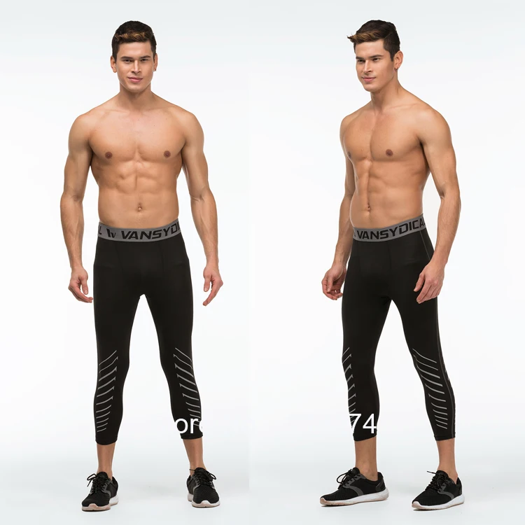 Мужские компрессионные штаны 3/4 для бега спортивные колготки баскетбола фитнеса
