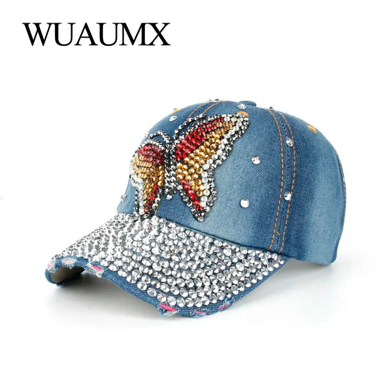 Wuaumx Rhinestone Baseball Cap Women Handmade Butterfly Bling Cap For Girl Lady Snapback Caps Denim Visor casquette femme sport
Wuaumx Rhinestone Baseball Cap Women Handmade Butterfly Bling Cap For Girl Lady Snapback Caps Denim Visor casquette femme sport
