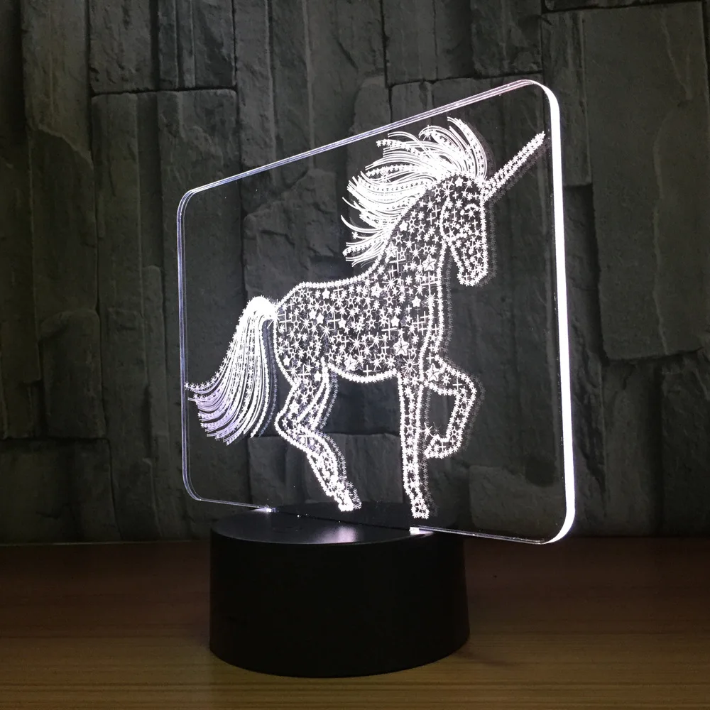 Multicolored visual stereoscopic 3D Unicorn figure The creative acrylic LED lamps with eye protection for children Y81
Multicolored visual stereoscopic 3D Unicorn figure The creative acrylic LED lamps with eye protection for children Y81