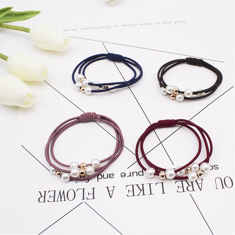 1 Pcs Hair Accessories Pearl Elastic Rubber Bands Ring Headwear Girl Band Ponytail Holder Scrunchy Rope Jewelry | Аксессуары для