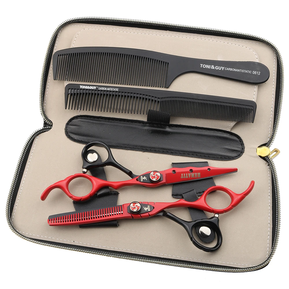 6 inch black red barber scissors set Japan 440C cutting scissors and thinning scissors barber shop styling tools
6 inch black red barber scissors set Japan 440C cutting scissors and thinning scissors barber shop styling tools