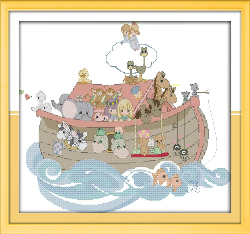 Noah's ark cross stitch set cartoon animal pattern canvas DMC color 18ct 14ct 11ct embroidery kit DIY handmade needlework craft
Noah's ark cross stitch set cartoon animal pattern canvas DMC color 18ct 14ct 11ct embroidery kit DIY handmade needlework craft