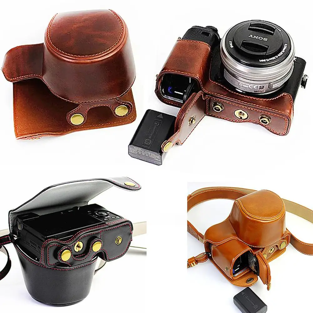 Full body Precise Fit PU leather digital camera case bag cover with shoulder strap for Sony A6100 A6400 A6300 with 16-50mm lens
Full body Precise Fit PU leather digital camera case bag cover with shoulder strap for Sony A6100 A6400 A6300 with 16-50mm lens
