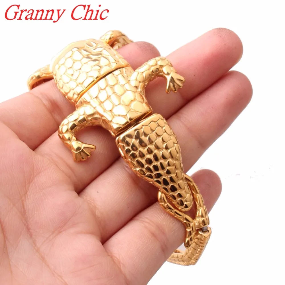 Granny Chic Bracelet Men Stainless Steel Punk Gold Crocodile Men's Cuff Bracelets Bracelets & Bangles Casting Jewelry Wristband
Granny Chic Bracelet Men Stainless Steel Punk Gold Crocodile Men's Cuff Bracelets Bracelets & Bangles Casting Jewelry Wristband
