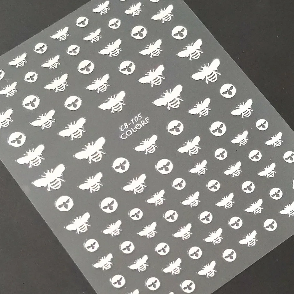 Newest CB-105 slivery Bee design 3d nail sticker decal stamping back glue DIY decoration accessory
Newest CB-105 slivery Bee design 3d nail sticker decal stamping back glue DIY decoration accessory