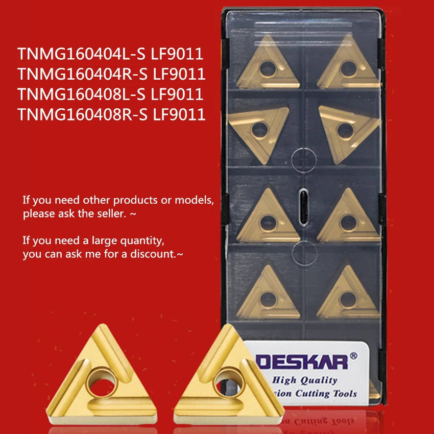 10 шт./коркорд. DESKAR TNMG160404L-S LF9011/TNMG160404R-S LF9011/TNMG160408L-S LF9011/TNMG160408R-S LF9011 карбидные вставки для стали
10 шт./коркорд. DESKAR TNMG160404L-S LF9011/TNMG160404R-S LF9011/TNMG160408L-S LF9011/TNMG160408R-S LF9011 карбидные вставки для стали