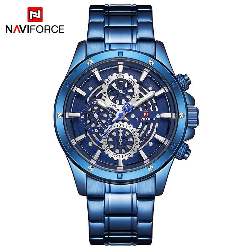 Часы NAVIFORCE мужские спортивные кварцевые со стальным ремешком | Наручные часы