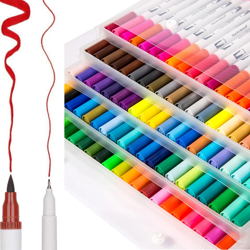Drawing Marker Watercolor Dual Brush Pen Tip Art Supplies Calligraphy Comic Anime Sets | Канцтовары для офиса и дома