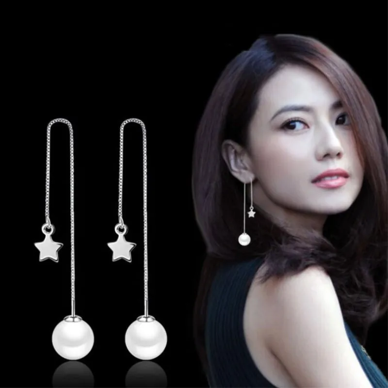 New 925 Sterling Silver Jewelry Female Fashion Tassel Long Korean Wind Ear Line Personality Star Pearl Dangle Earrings SE263
New 925 Sterling Silver Jewelry Female Fashion Tassel Long Korean Wind Ear Line Personality Star Pearl Dangle Earrings SE263