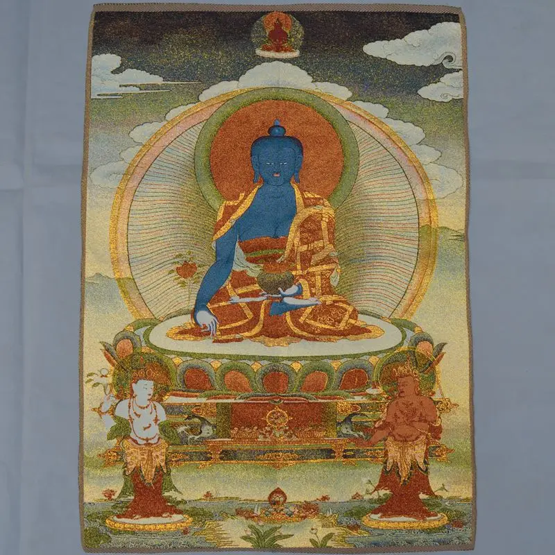 Коллекция тибетский Будда Статуи непальская портреты парча Картины шелк