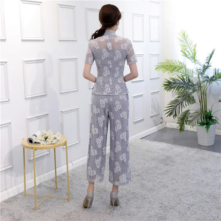 Gray Vintage Chinese Blouse Pants 2pc Sets Women Lace Short Sleeve Shirt Mandarin Collar Clothing New Arrival Plus Size S-XXXXL
Gray Vintage Chinese Blouse Pants 2pc Sets Women Lace Short Sleeve Shirt Mandarin Collar Clothing New Arrival Plus Size S-XXXXL