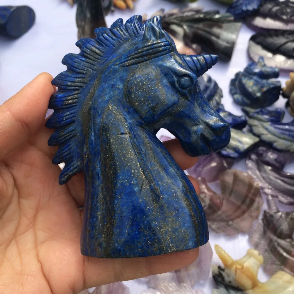 4 inch Natural gemstone figurine polished hand carved Lapis Lazuli stone unicorn statue
4 inch Natural gemstone figurine polished hand carved Lapis Lazuli stone unicorn statue
