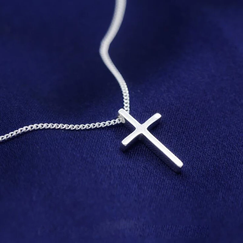 Женский кулон в виде креста из серебра 925 пробы вечерние цепочкой|Ожерелья| |