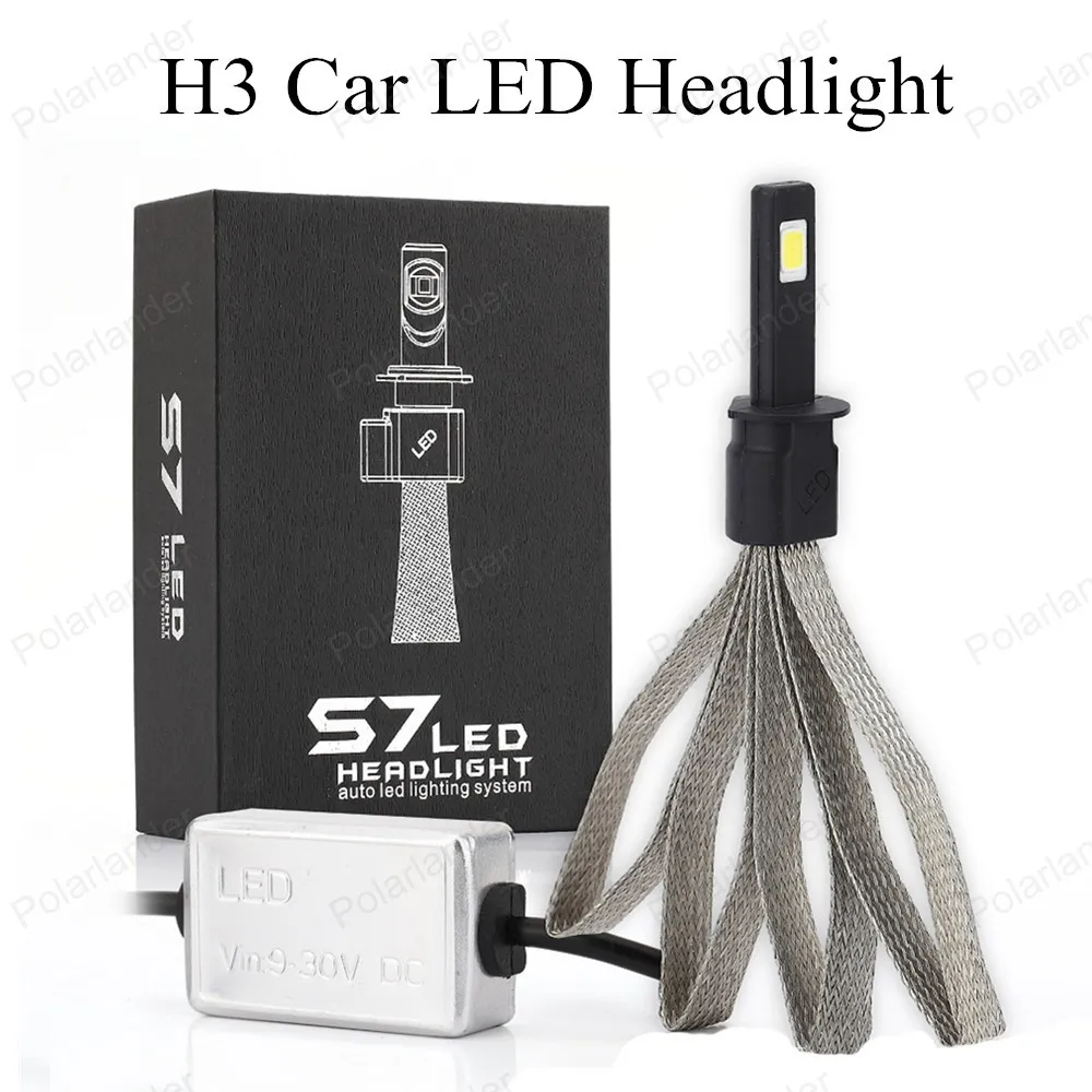 

S7 60W 6000K 3200LM H3 Car LED Headlight car upgrade conversion bulbs beam kit Light canbus for buick free shipping