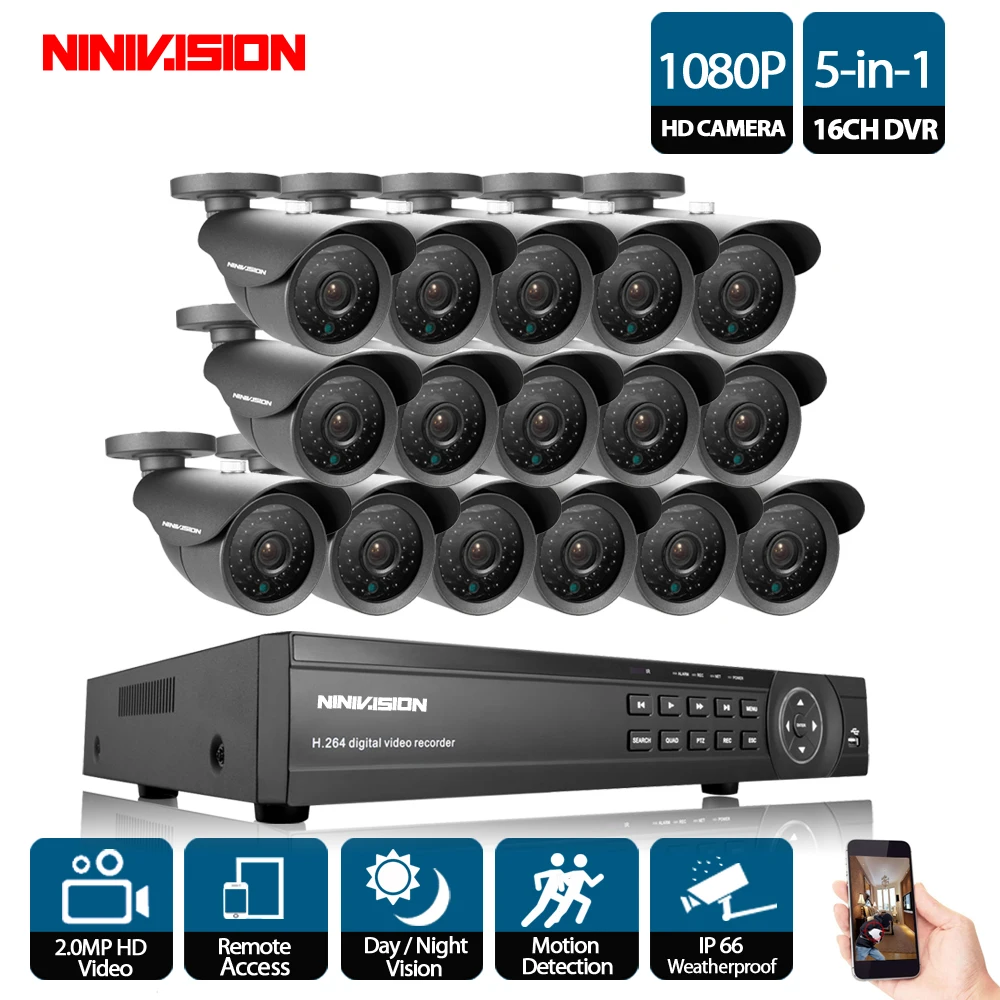 NINIVISION 16CH CCTV система 1080P AHD CCTV DVR система HD 16 шт. CCTV камеры 2.0MP мегапикселей Улучшенная ИК камера безопасности без HDD
NINIVISION 16CH CCTV система 1080P AHD CCTV DVR система HD 16 шт. CCTV камеры 2.0MP мегапикселей Улучшенная ИК камера безопасности без HDD