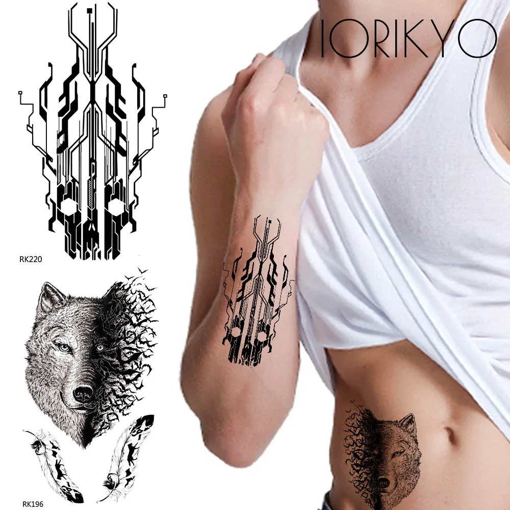 Black Muscle Man Skull Tattoo Stickers Women Ghosts Totem Temporary Tattoo Line Feather Water Transfer Tatoo Arm Art Tribal Wolf
Black Muscle Man Skull Tattoo Stickers Women Ghosts Totem Temporary Tattoo Line Feather Water Transfer Tatoo Arm Art Tribal Wolf