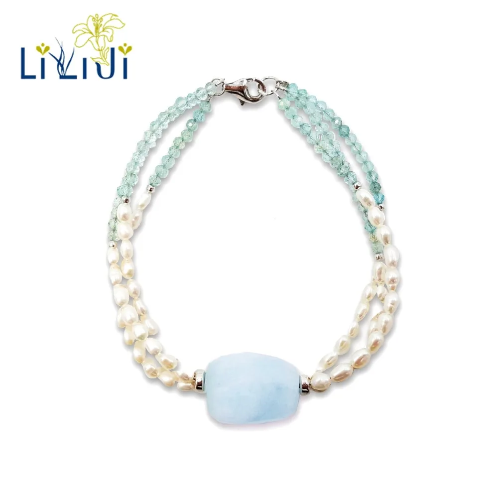 Lii Ji Natural Gemstone Aquamarine Freshwater Pearl Apatite 925 Sterling Silver 3 Rows Bracelet
Lii Ji Natural Gemstone Aquamarine Freshwater Pearl Apatite 925 Sterling Silver 3 Rows Bracelet