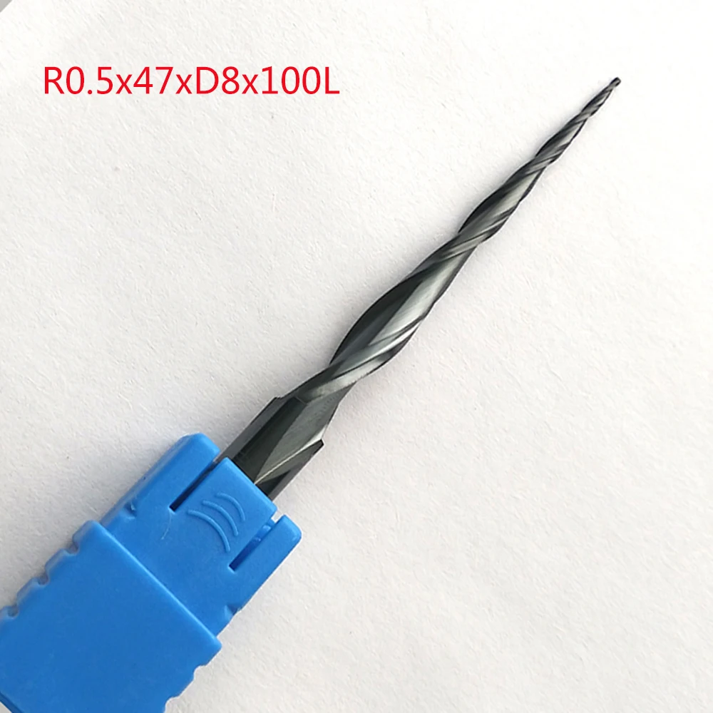 1pc R0.5/R0.75/R1/R1.5/R2x47xD8x100 shank 8mm extra lengthen solid carbide tapered endmills CNC engraving milling cutters
1pc R0.5/R0.75/R1/R1.5/R2x47xD8x100 shank 8mm extra lengthen solid carbide tapered endmills CNC engraving milling cutters