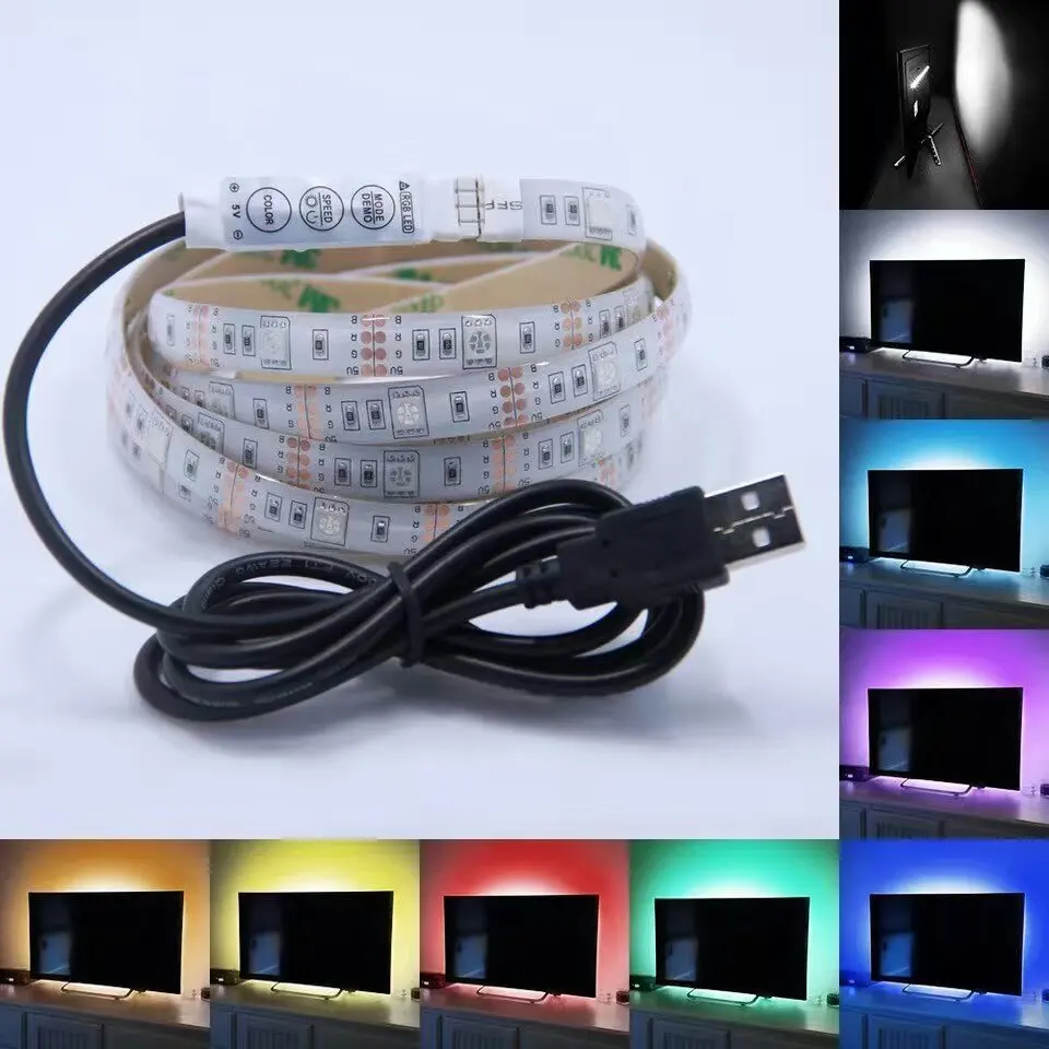 5 В USB силовая Светодиодная лента светильник RGB 5050 SMD HD ТВ Настольный ПК экран