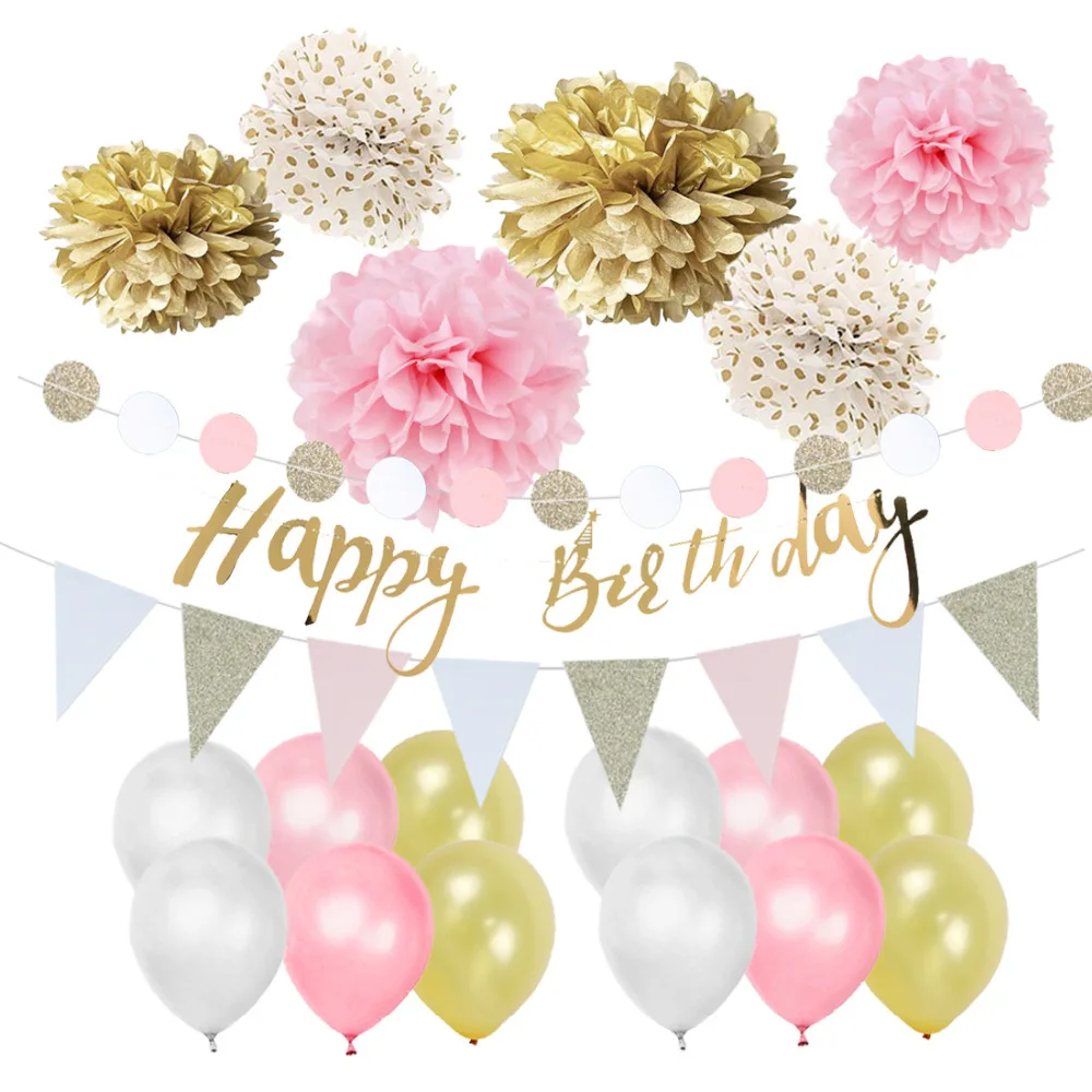 Pack of 24 Birthday Party Decoration Kit Gold Polka Dots Pom Poms Happy Birthday Banner Pennant Flags Balloons for Birthday
Pack of 24 Birthday Party Decoration Kit Gold Polka Dots Pom Poms Happy Birthday Banner Pennant Flags Balloons for Birthday