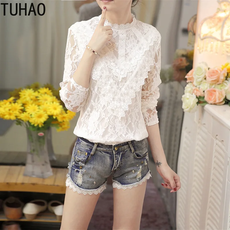 TUHAO Sweet Blouses Autumn Lace Women's Blouse Long-sleeved Lace Shirt Top Pullover Office Lady Shirt Woman Clothes WL38
TUHAO Sweet Blouses Autumn Lace Women's Blouse Long-sleeved Lace Shirt Top Pullover Office Lady Shirt Woman Clothes WL38