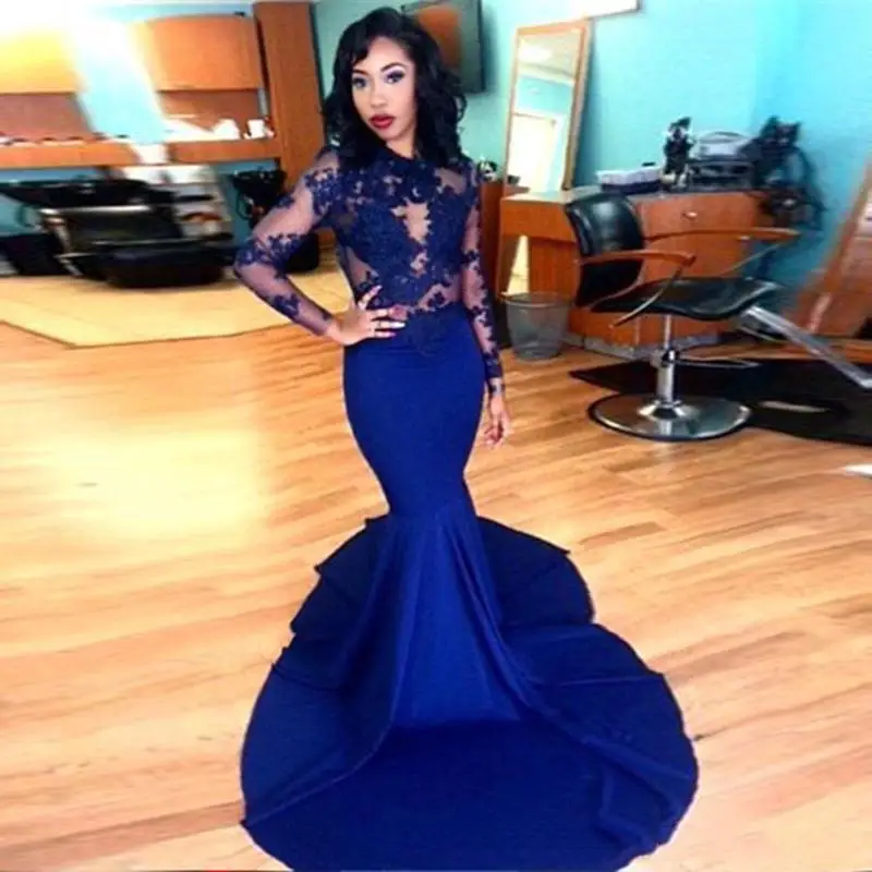 Blue Robe De Soiree Mermaid Long Sleeves See Through Appliques Sexy Long Women Party Prom Dresses Prom Gown Evening Dresses
Blue Robe De Soiree Mermaid Long Sleeves See Through Appliques Sexy Long Women Party Prom Dresses Prom Gown Evening Dresses