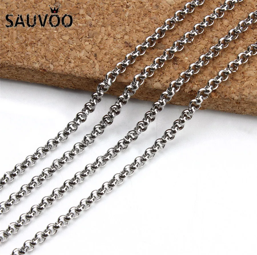 SAUVOO 2metres/lot Stainless Steel O Bulk Chain Silver Color Rolo Link Chain 2/2.5/3/4/5mm For Necklace Diy Metal Jewelry Making
SAUVOO 2metres/lot Stainless Steel O Bulk Chain Silver Color Rolo Link Chain 2/2.5/3/4/5mm For Necklace Diy Metal Jewelry Making