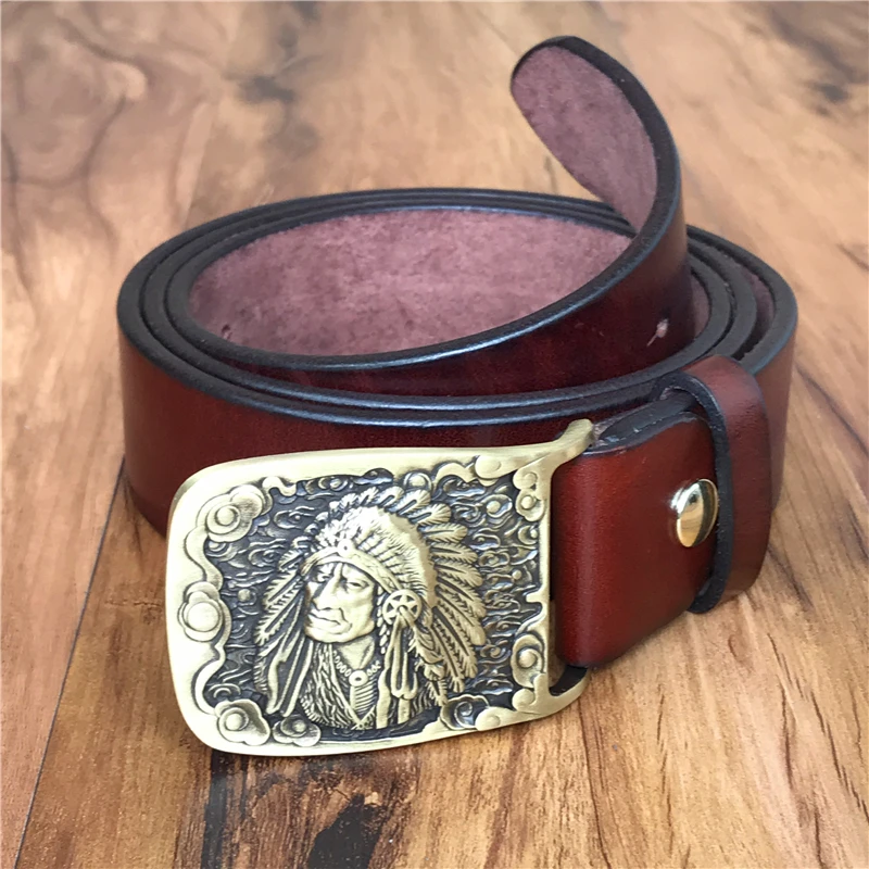 Brass Indian Chief Belt Buckle Thick Leather Belt Men Jeans Strap Ceinture Homme Cinturon Hombre Riem Men Waist Belt MBT0552
Brass Indian Chief Belt Buckle Thick Leather Belt Men Jeans Strap Ceinture Homme Cinturon Hombre Riem Men Waist Belt MBT0552