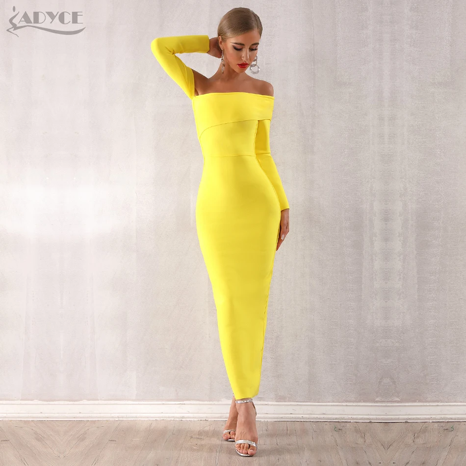 Adyce 2021 New Winter Sexy Women Bandage Dress Vestidos Long Sleeve Yellow Green Off Shoulder Maxi Celebrity Evening Party Dress
Adyce 2021 New Winter Sexy Women Bandage Dress Vestidos Long Sleeve Yellow Green Off Shoulder Maxi Celebrity Evening Party Dress