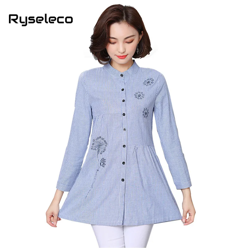 Women Blouse 2019 New Casual BRAND Long Sleeved Cotton Striped Long Shirt Woman Office Quality Tops Embroidery Plus size Blusas
Women Blouse 2019 New Casual BRAND Long Sleeved Cotton Striped Long Shirt Woman Office Quality Tops Embroidery Plus size Blusas