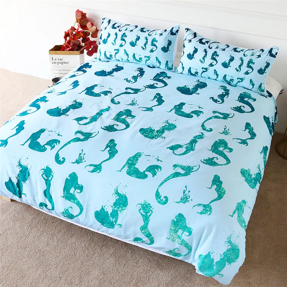 Cartoon Duvet Cover BlessLiving Mermaid Bedding Set for Kids Girl Bedspread Dark Green Marine Style Home Textiles 3pcs Queen
Cartoon Duvet Cover BlessLiving Mermaid Bedding Set for Kids Girl Bedspread Dark Green Marine Style Home Textiles 3pcs Queen