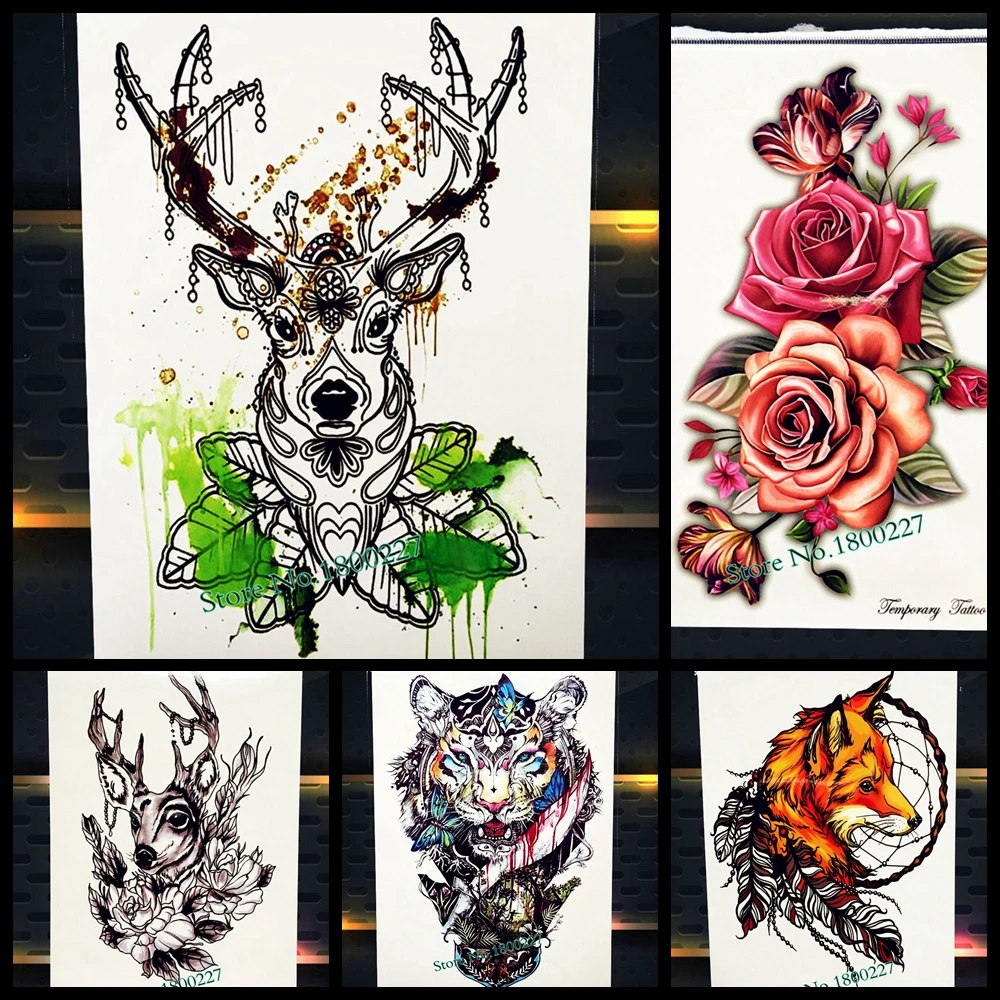 25 Style Long Lasting Deer Temporary Tattoo Women Body Art Tatoo Arm Sleeve Henna Rose 21x15CM Elk Fake Flash Tattoo Black
25 Style Long Lasting Deer Temporary Tattoo Women Body Art Tatoo Arm Sleeve Henna Rose 21x15CM Elk Fake Flash Tattoo Black