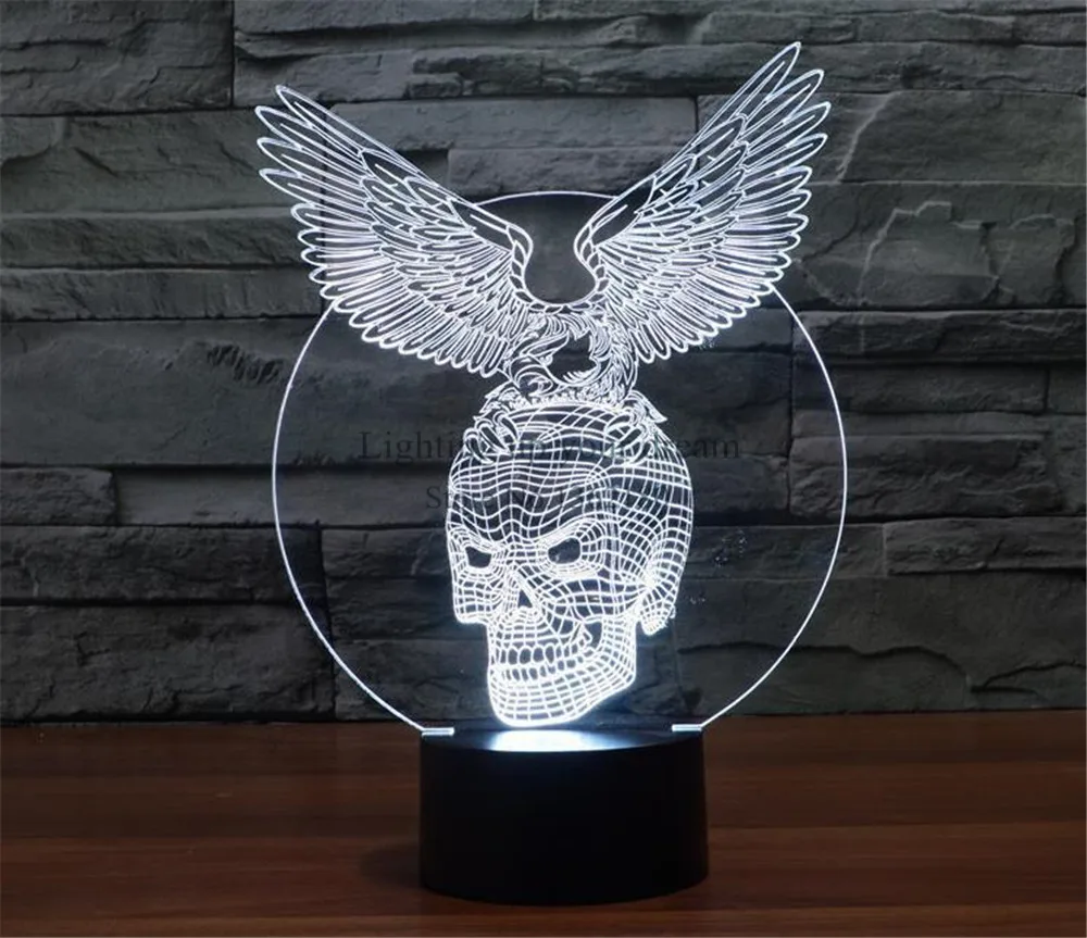 

3D Optical Illusion skull eagle Visualization LED Art Sculpture Night Lights Desk Lamp Art Unique Lighting Effects home Decor