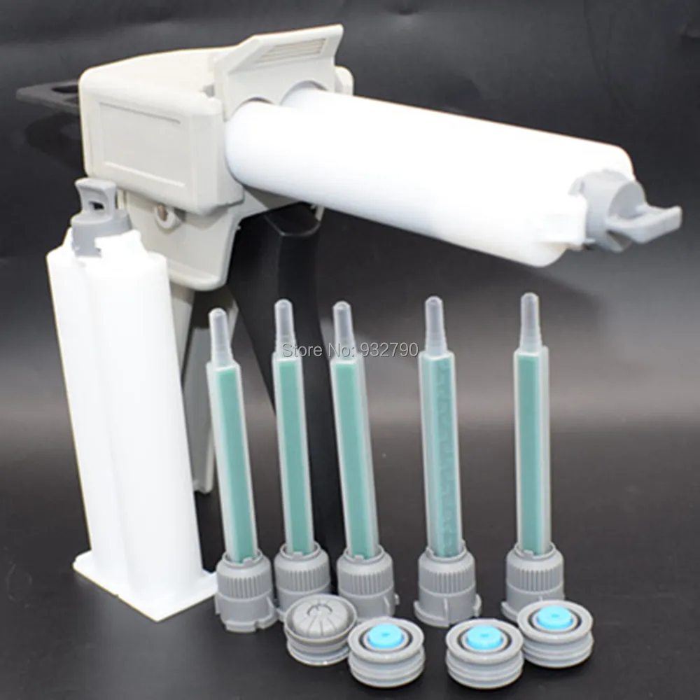 

1:1 Caulking Gun 50ml Cartridge Manual Applicator Dispensing Gun + 2pcs 50ml Cartridges + 5pcs 1:1 Cartridge Mix Tip Nozzles