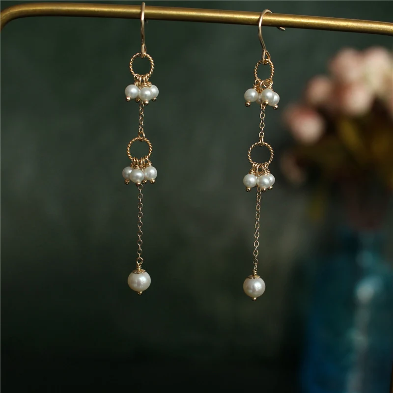 Natural Pearl Tassel Earrings Gold Filled Handmade Brincos Not Fade Party Gift Vintage Jewelry Pendientes Oorbellen
Natural Pearl Tassel Earrings Gold Filled Handmade Brincos Not Fade Party Gift Vintage Jewelry Pendientes Oorbellen