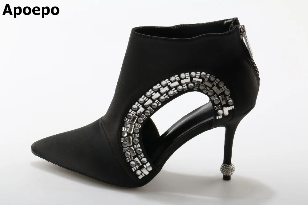 New arrival sexy pointed toe crystal ankle boots glittering rhinestone hollow out high heel boots stiletto heel booties zip
New arrival sexy pointed toe crystal ankle boots glittering rhinestone hollow out high heel boots stiletto heel booties zip