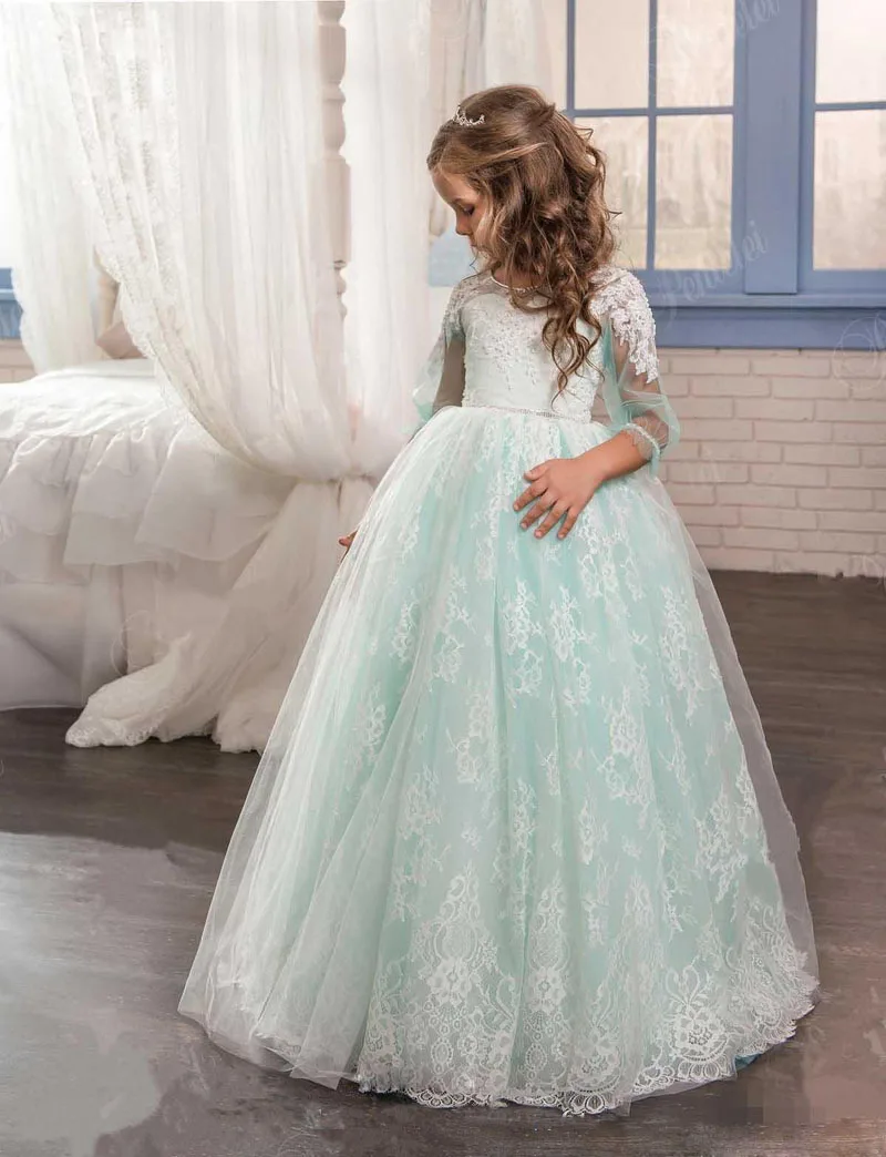 2017 Lovely Flower Girl Dresses for Wedding Vintage Light Green Lace Tulle Kid Ball Gown Princess Birthday Party Gown
2017 Lovely Flower Girl Dresses for Wedding Vintage Light Green Lace Tulle Kid Ball Gown Princess Birthday Party Gown