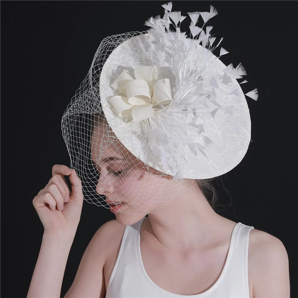Sinamay Wedding Net Fascinator Hat Bridal Vintage Church Hats With Feather For Races Party Wedding Party Tea Chapeau Cap XMF105
Sinamay Wedding Net Fascinator Hat Bridal Vintage Church Hats With Feather For Races Party Wedding Party Tea Chapeau Cap XMF105