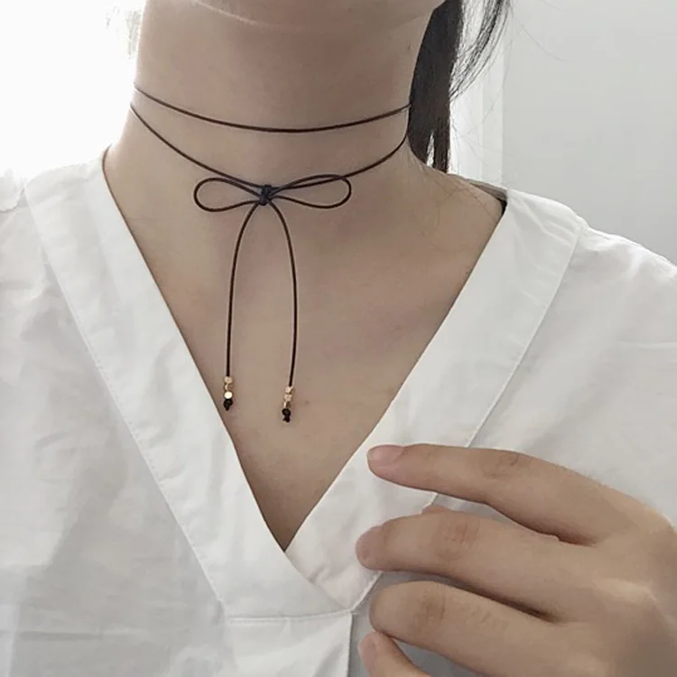 Женское Ожерелье до ключицы в Корейском стиле Харадзюку с кисточками ожерелья