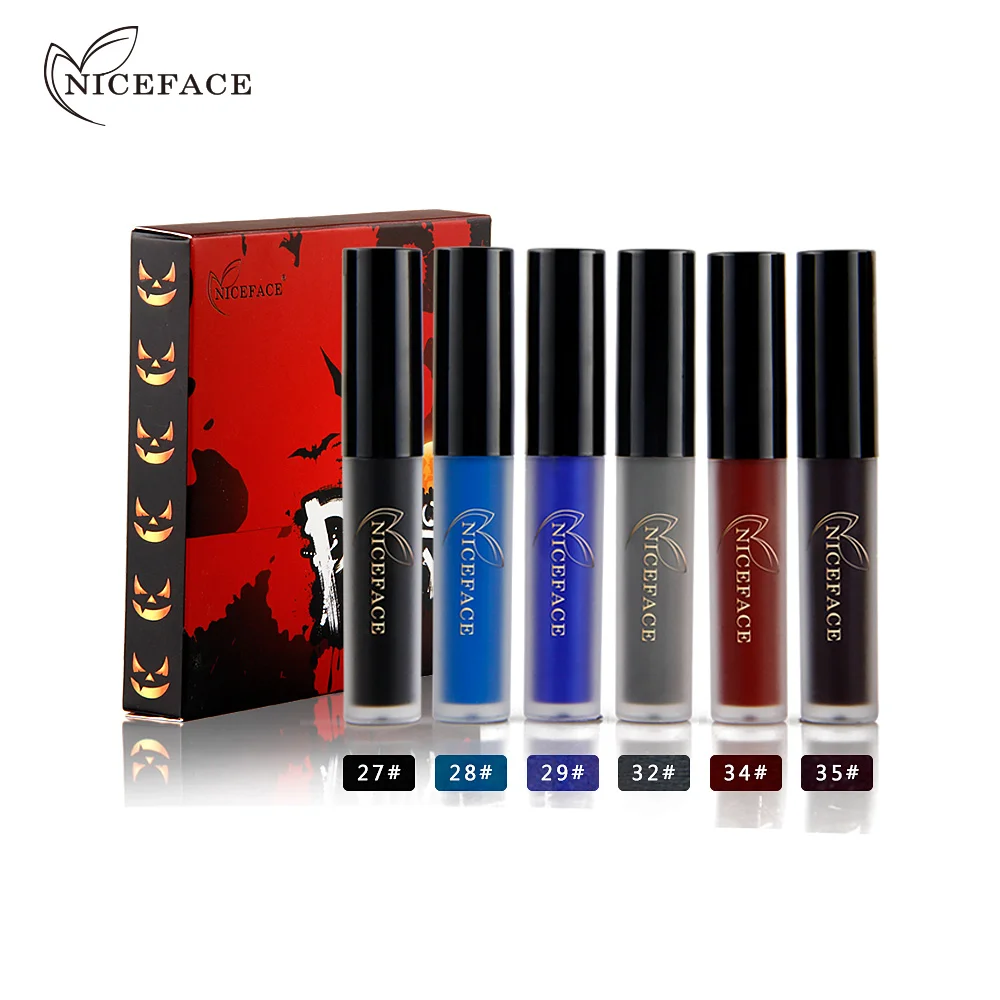 6 шт./компл. NICEFACE Dark серия блеск для губ Макияж Матовая жидкая губная помада