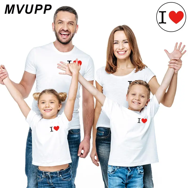 

I Love family print t shirt for mother daughter father son clothes mommy and me matching outfits mom mama look baby girl fashion