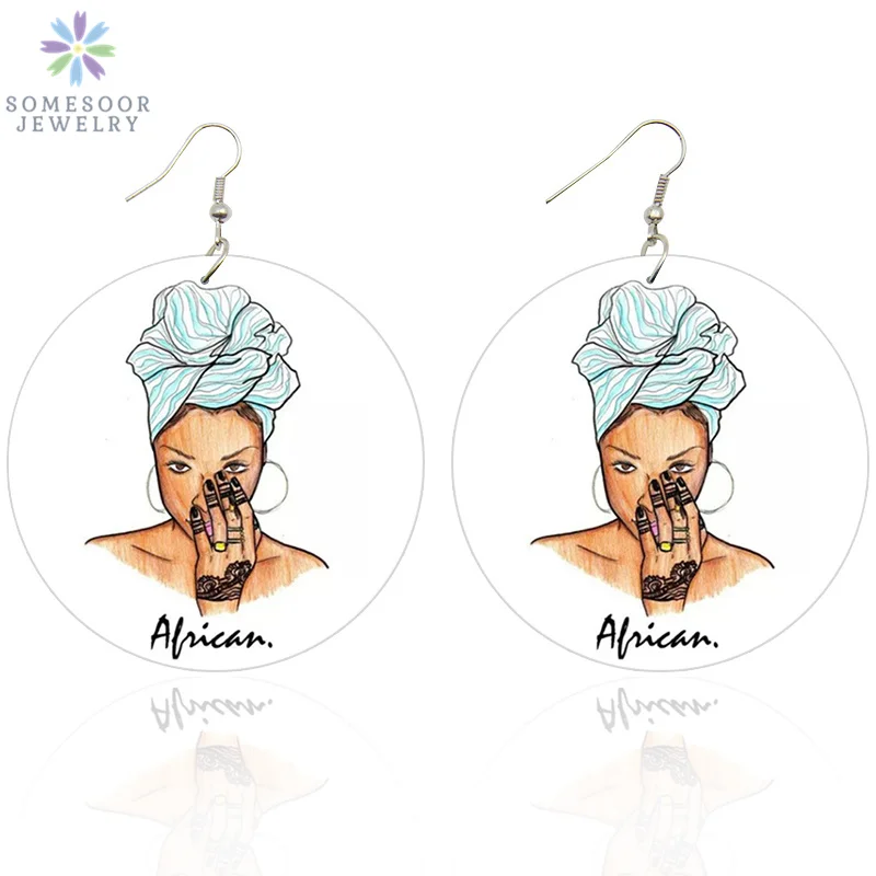 SOMESOOR African Headwrap Portrait Earrings AFRO Ethnic Beauty Black Art Design Printed Wood Dangle Jewelry For Women Gift 1Pair
SOMESOOR African Headwrap Portrait Earrings AFRO Ethnic Beauty Black Art Design Printed Wood Dangle Jewelry For Women Gift 1Pair